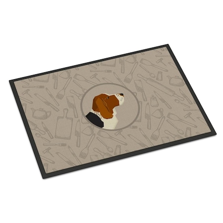 Carolines Treasures 18 x 27 in. Basset Hound in the Kitchen Indoor or Outdoor Mat CK2165MAT